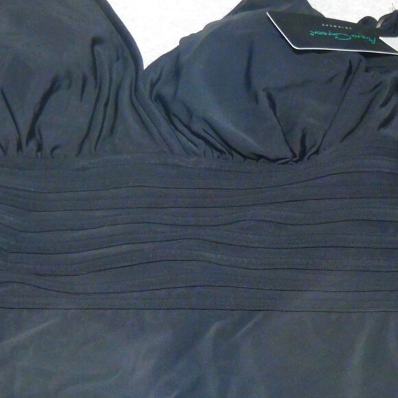 Aqua Women's One Piece Swimsuit Waist Detail Over the Shoulder Black S/M/L/XL - Picture 8 of 15